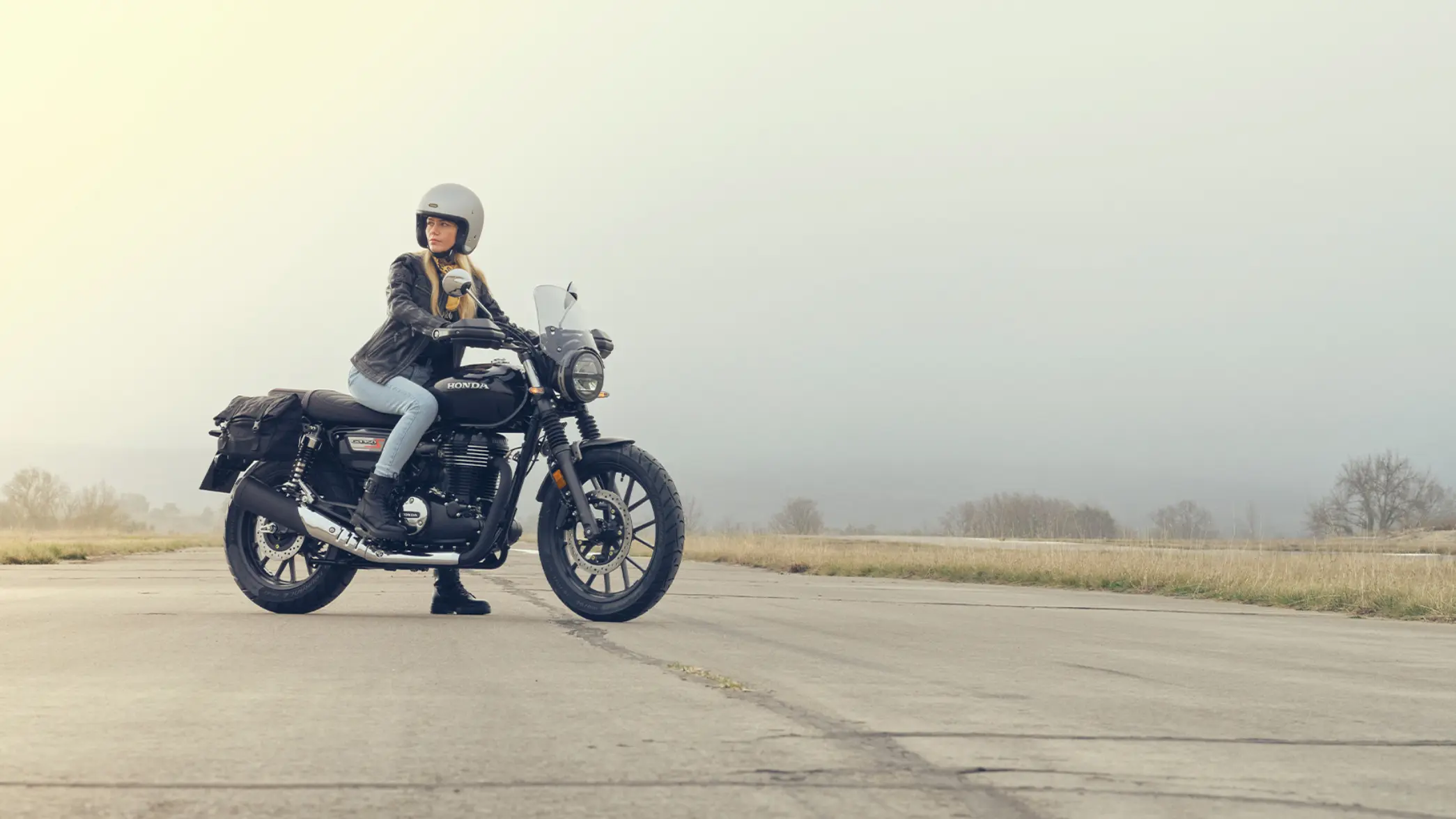 2025 GB350S front three quarter shot with female rider